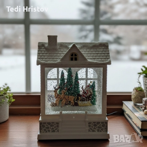 Снежна Коледна къщичка с Дядо Коледа – Идеален празничен акцент, снимка 2 - Декорация за дома - 52627977