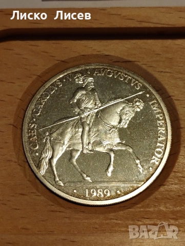 Испания 5 екю 1989г. 1 унция сребро, снимка 4 - Нумизматика и бонистика - 53031681