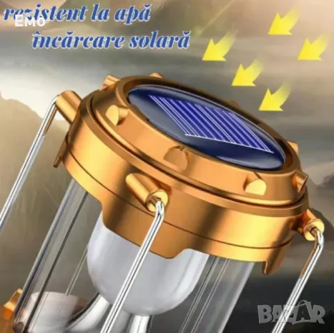 Къмпинг LED фенер, ABS, Соларно/USB зареждане, Златис - SH-5800T, снимка 2 - Къмпинг осветление - 48349373
