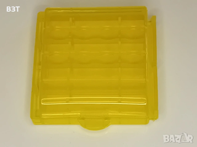 КУТИЯ ЗА СЪХРАНЕНИЕ НА 4 БРОЯ БАТЕРИИ AA/AAA ПЛАСТМАСОВА ПРОЗРАЧНА ЖЪЛТА