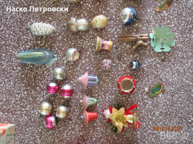 Уникални ретро СТЪКЛЕНИ коледни играчки за елха., снимка 5 - Антикварни и старинни предмети - 28265131