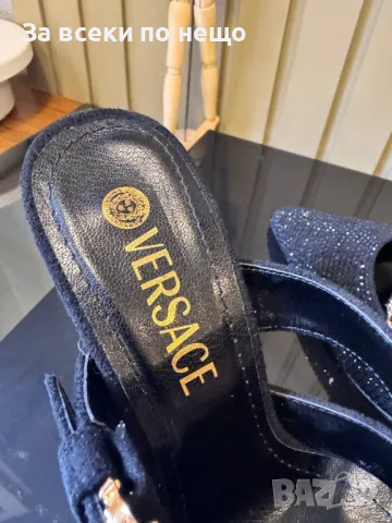 Versace Дамски Черни Чехли Със Златен Метален Ток Версаче Код E266, снимка 3 - Чехли - 50414430