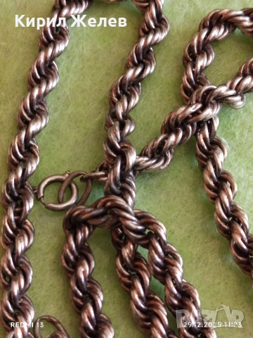 Сребърен ланец плетка тип ВЪЖЕ винтидж стил ювелирна изработка 52490, снимка 4 - Колиета, медальони, синджири - 52926001