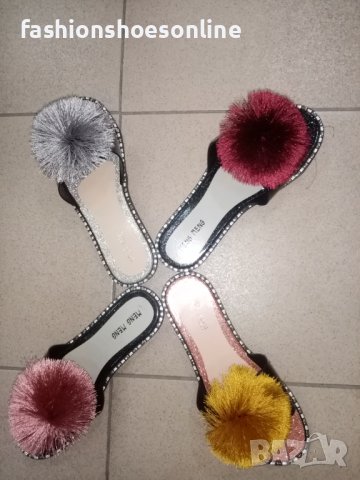 Дамски чехли с помпон. , снимка 1