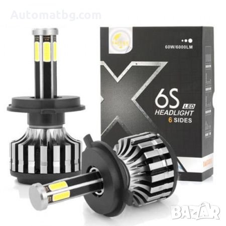Комплект диодни крушки за фарове Automat, с 6 страни – X6S LED Headlight H4, снимка 1 - Аксесоари и консумативи - 28082459