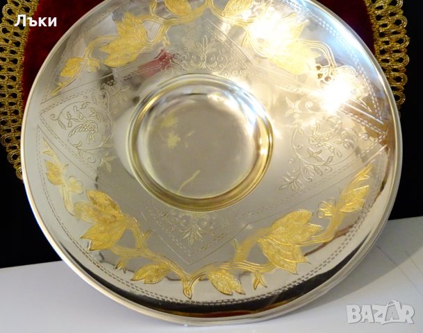 Посребрена фруктиера,салатиера,позлата,Феникс. , снимка 7 - Антикварни и старинни предмети - 35649435