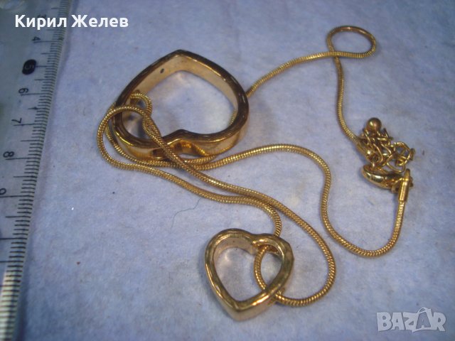 ДВЕ СЪРЦА в ЕДНО ПОЗЛАТЕН НЕЖЕН АРТ МЕДАЛЬОН КОЛИЕ с ФИНА ВЕРИЖКА 29047, снимка 7 - Колиета, медальони, синджири - 37660991