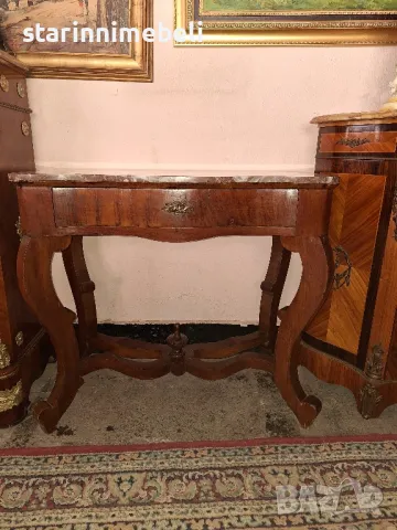 Антикварна конзола с мраморен плот , снимка 3 - Антикварни и старинни предмети - 49354751