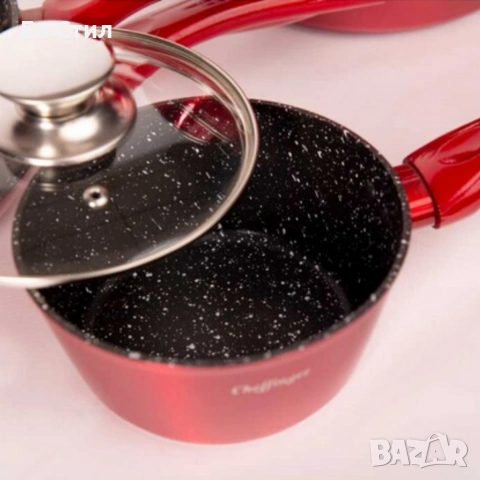 Комплект съдове за готвене Cheffinger от лят алуминий с мраморно покритие – 10 части, снимка 11 - Съдове за готвене - 53573403