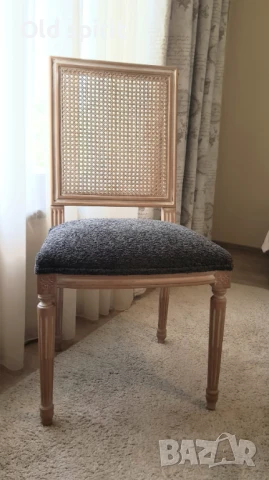 Двойка френски столове в стил Луи XVI, изработени с ратанови облегалки, снимка 7 - Антикварни и старинни предмети - 50690749