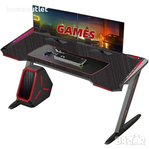 ПРОМОЦИЯ Геймърско бюро с LED RGB осветление WISFOR JJ-ZT823, снимка 2 - Бюра - 48990522