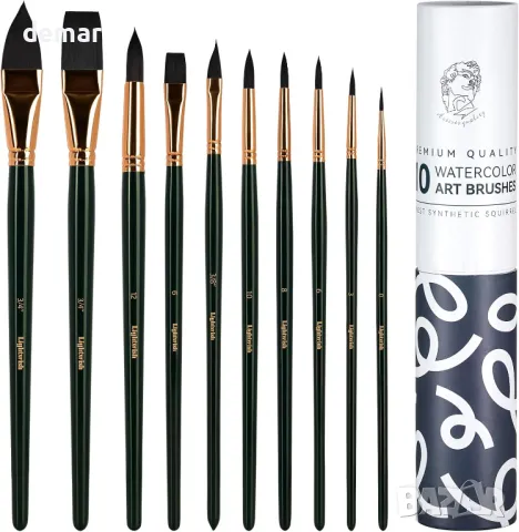 Комплект четки за акварелни бои, 10 броя найлонови четки за акварелни бои за художник и начинаещ