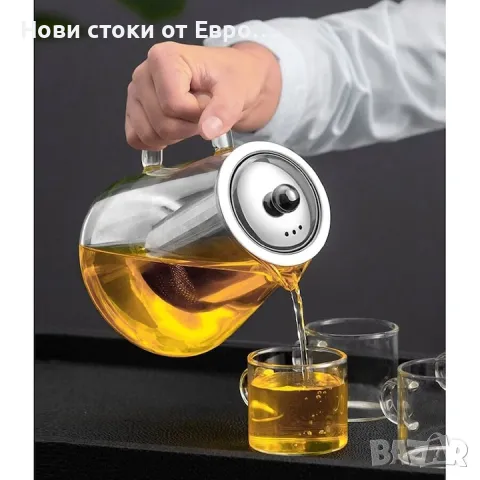 Чайник с подвижен инфузер, Неръждаема стомана, 750 мл, Прозрачен, снимка 3 - Кани - 49203214