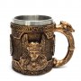 Код 95613 Стилна чаша от полирезин и метал с релефни декорации - героиня и надписи, снимка 1 - Чаши - 37034237