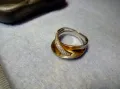 ЕЛЕГАНТЕН АРТ ПОЗЛАТЕН СКЪПОЦЕНЕН СРЕБЪРЕН ПРЪСТЕН СРЕБРО 925 с БЯЛА и ЖЪЛТА ПОЗЛАТА и ЦИРКОНИ 30558, снимка 14