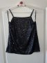 Черен нов еластичен парти коктейлен официален топ потник черни пайети , снимка 5