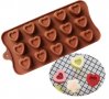 15 вдлъбнати сърца силиконов молд форма за шоколадови бонбони лед фондан желирани и др, снимка 1 - Форми - 27782228