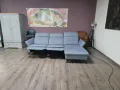Сив ъглов диван от плат "HUKLA Interliving" с ел. релакс механизъм, снимка 3