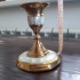 Месинг и седеф - декоративен комплект ваза, свещник, кутийка, снимка 5