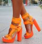Сандали на ток - оранжеви - KK-03, снимка 1