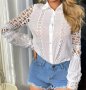 Бяла риза, блуза дантела, Бяла блуза дантела, Бяла риза памук, снимка 2