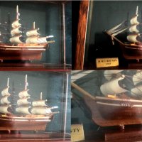 Модел на кораб Bounty в стъклена кутия - Морска декорация, снимка 6 - Други ценни предмети - 37374686