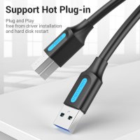 Vention Кабел USB 3.0 AM / BM - 1.5M Black - COOBG, снимка 7 - Кабели и адаптери - 43155984