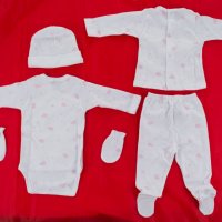 Бебешки памучен комплект от 5 части в бяло и розово марка babidu , снимка 4 - Комплекти за бебе - 32921049