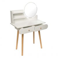 Приказна тоалетка в бял цвят, с кръгло огледало, снимка 7 - Тоалетки - 39494400