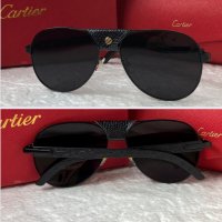 Cartier 2022 мъжки слънчеви очила с кожа , снимка 1 - Слънчеви и диоптрични очила - 37339147