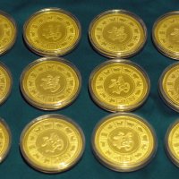 Комплект 12 монети китайски лунен зодиак - 60мм диаметър, снимка 2 - Нумизматика и бонистика - 32303564