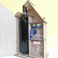 Дървена гравирана кутия за бутилка - Home, снимка 2 - Други - 27390292