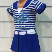 Нова детска моряшка рокличка с трансферен печат Делфини, 12-18 месеца, 7-8 години, снимка 7 - Детски рокли и поли - 29040118