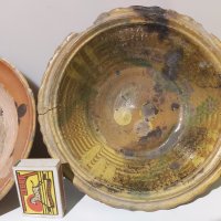 Стара глинена чиния, паница -3 броя., снимка 2 - Други ценни предмети - 44005468