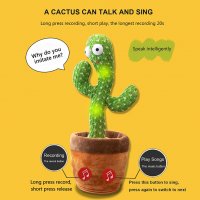 Пееща танцуваща и повтаряща играчка кактус Оги Dancing Cactus - код 3698, снимка 2 - Музикални играчки - 36915650