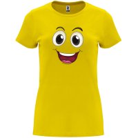 Нова дамска забавна тениска Smiling Face (Усмихнато лице) в жълт цвят , снимка 1 - Тениски - 44065429