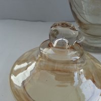  стъклена купа буркан с капак цветно стъкло , снимка 6 - Антикварни и старинни предмети - 33117275