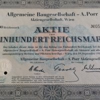 Акция | 100 райх марки | Allgemeine Baugesellschaft | 1939г., снимка 2 - Нумизматика и бонистика - 33273348