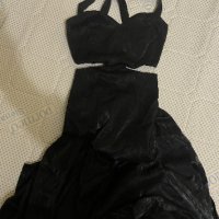 Черна бална рокля цепка на крака, снимка 2 - Рокли - 43748891