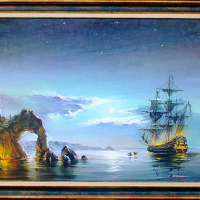  Морски пейзаж с ветроходен кораб, картина, снимка 13 - Картини - 19749989