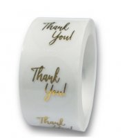 100 бр Thank You прозрачни златен надпис самозалепващи лепенки стикери за ръчна изработка за подарък, снимка 1 - Други - 32404554
