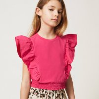 Twinset топ в розов цвят , снимка 3 - Детски тениски и потници - 40235637