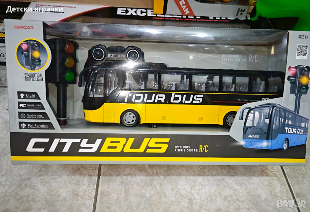 Автобус с дистанционно и светофар комплект, със светлини и звуци , снимка 1