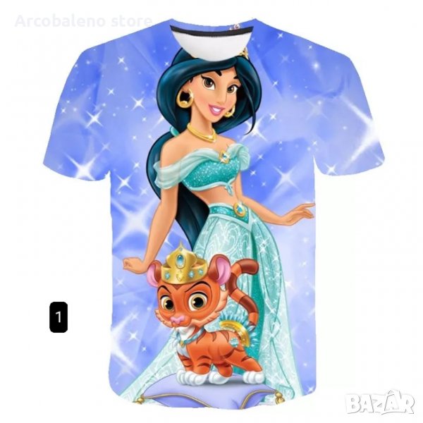 Супер модерна 3D тениска за момичета Jasmine Princess, 10цвята - 023, снимка 1