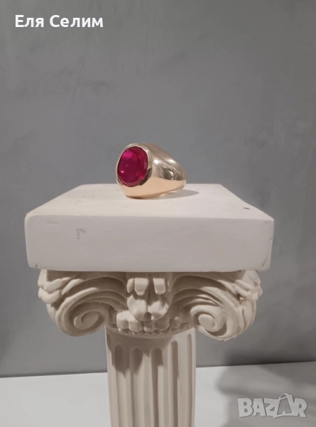 Мъжки златен пръстен с рубин, снимка 1