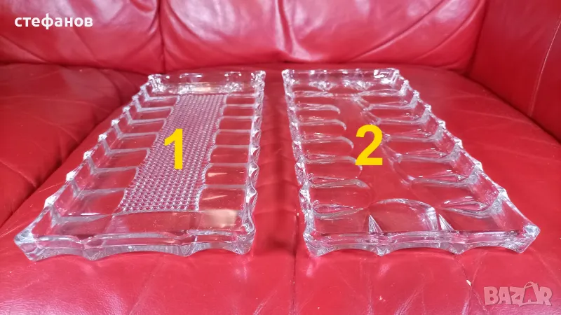 Два масивни кристални правоъгълни подноса, снимка 1