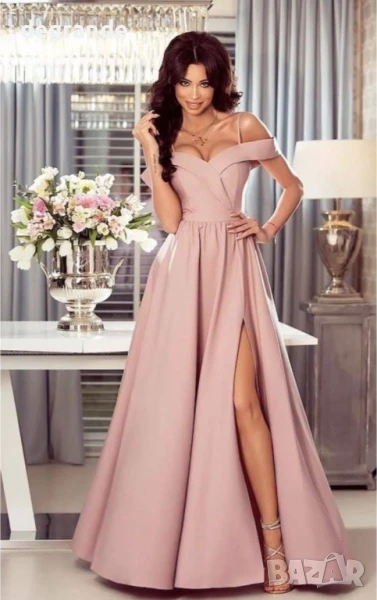 Дълга рокля с цепка в четири цвята, снимка 1