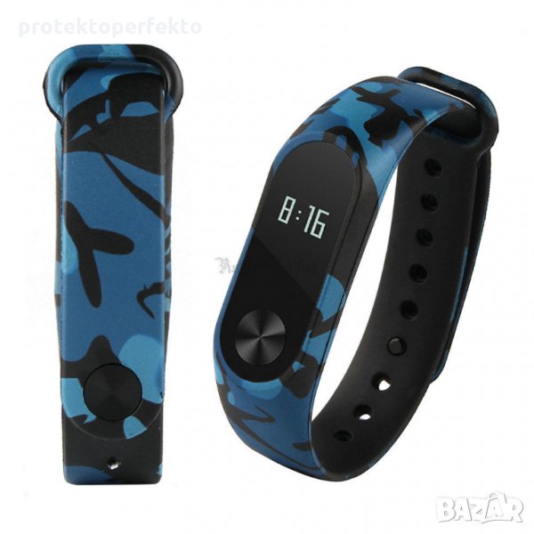 Камуфлажна каишка за XIAOMI Mi Band 3, Mi Band 4, 5, 6, 7  - син цвят, снимка 1