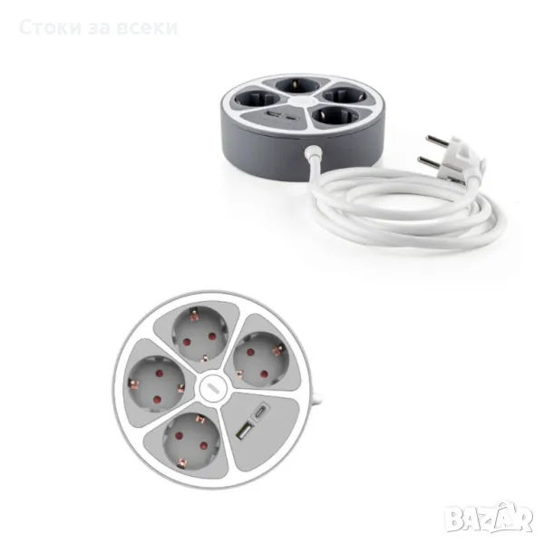 Удължител Technaxx, 4 контакта, 1x USB-A, 1x USB-C, снимка 1