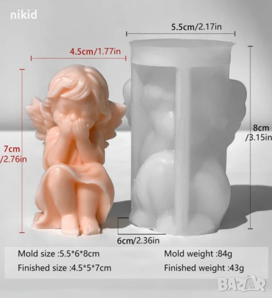 3D Дете ангел мъдрост '' не говоря '' силиконов молд форма фондан смола гипс свещ декор, снимка 1